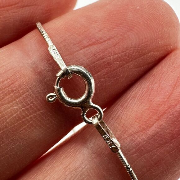 16" Solid Sterling Silver Heart with black/white diamonds necklace! - Picture 6 of 13